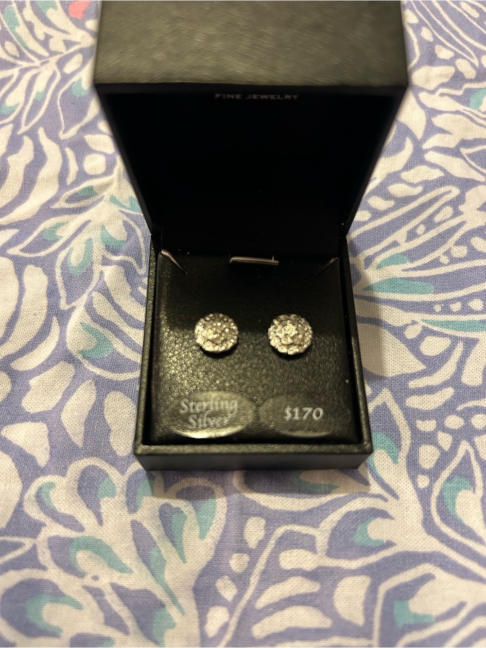 Sterling Silver ๐ Diamond Stud Earrings - Fine Jewelry New